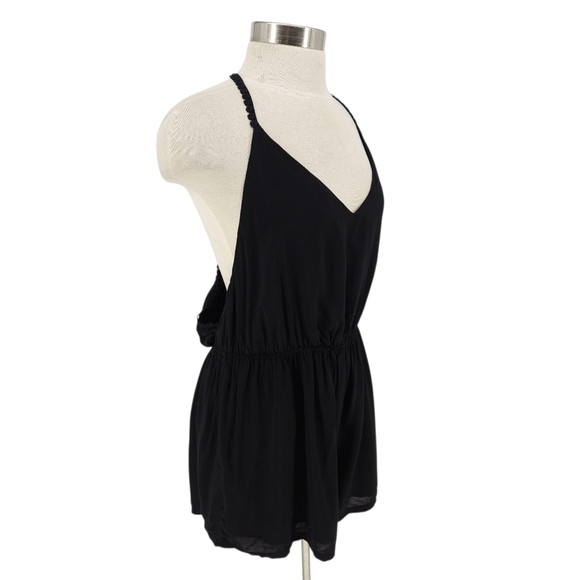 Ecote Anthropologie Shorts Romper Black Sleeveless V Neck One Piece Playsuit - Picture 3 of 8